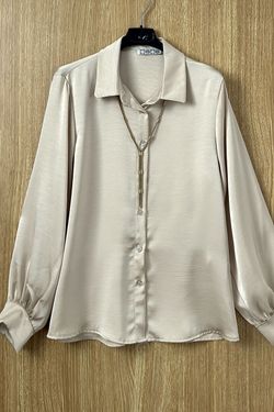 Camisa de raso beige