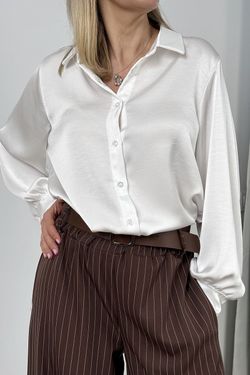 Camisa de raso beige