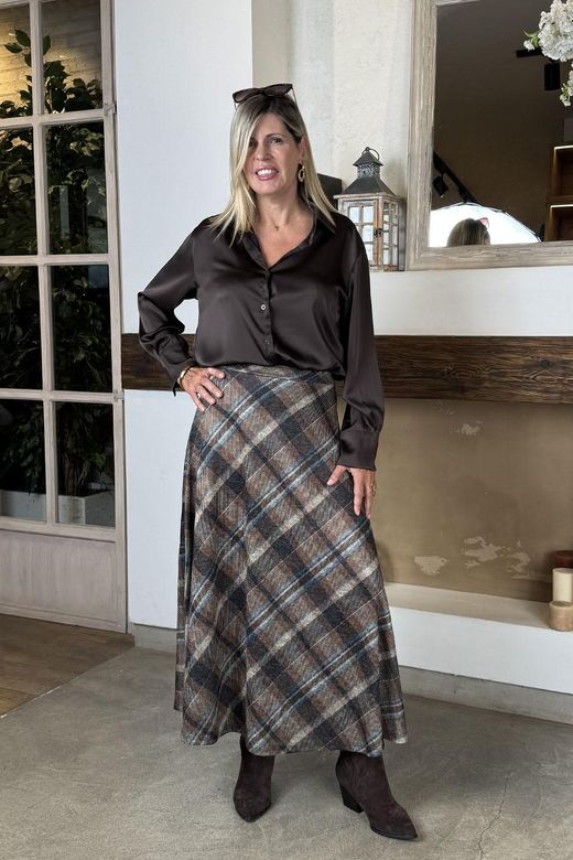 Camisa de raso marrón