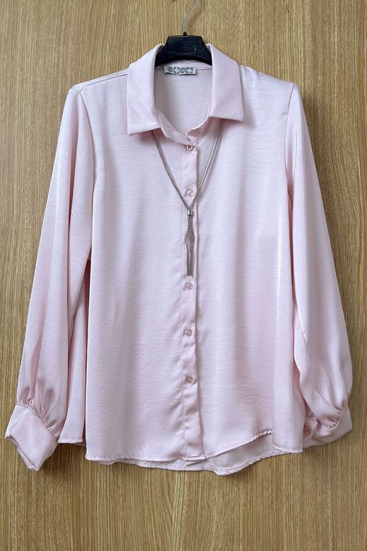 Camisa de raso rosa