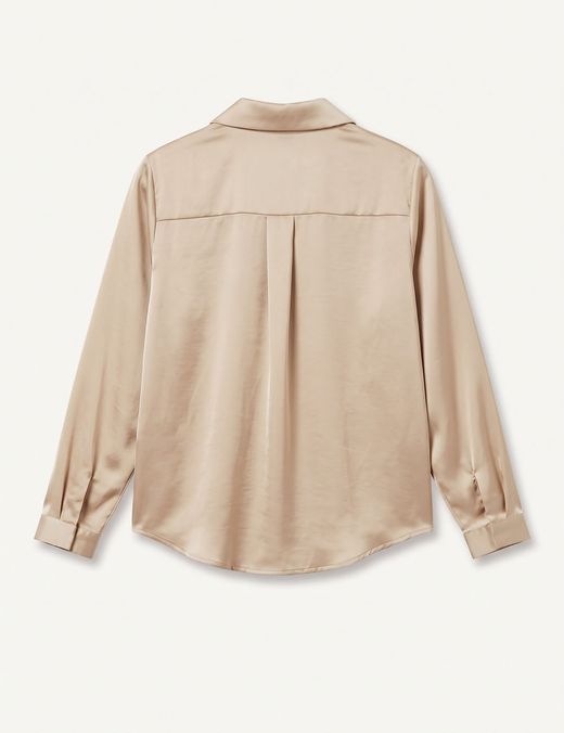 Camisa de Raso Satinado Beige