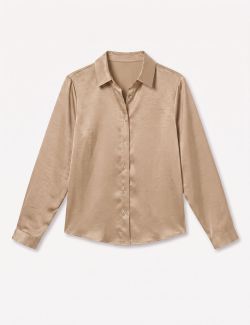 Camisa de Raso Satinado Beige