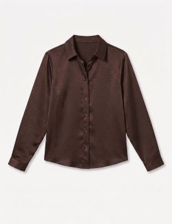 Camisa de Raso Satinado Marrón