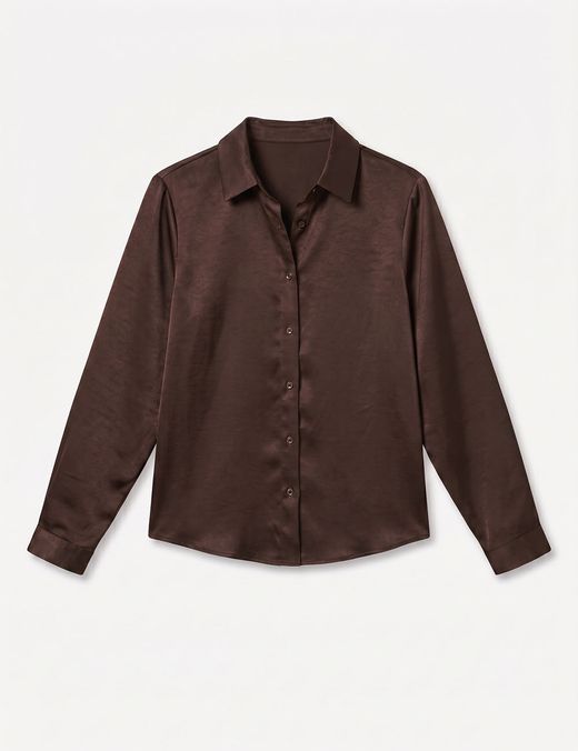 Camisa de Raso Satinado Marrón