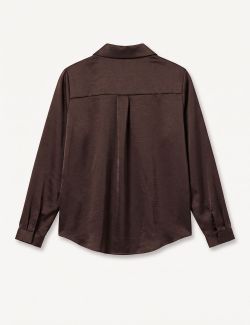 Camisa de Raso Satinado Marrón