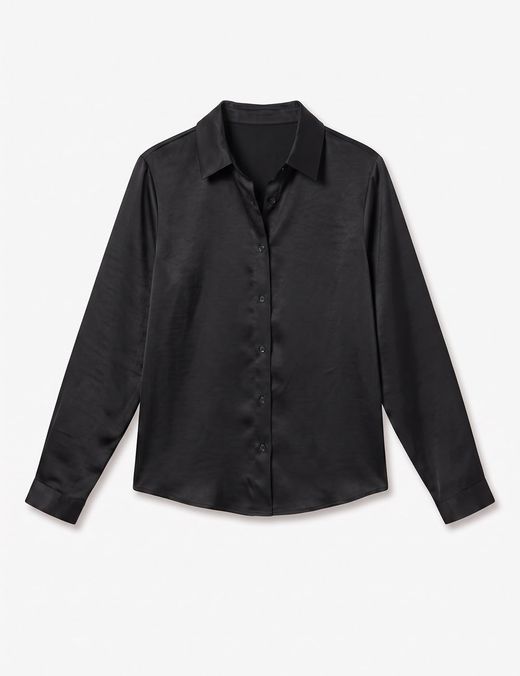 Camisa de Raso Satinado Negro