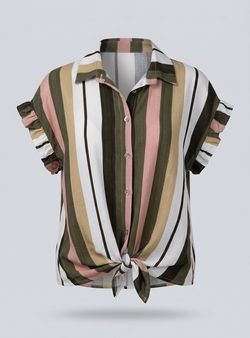 Camisa de rayas Begur kaki-beige