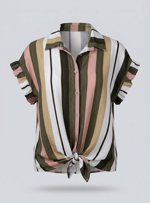 Camisa de rayas Begur kaki-beige