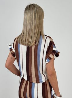 Camisa de rayas Begur marrón-beige