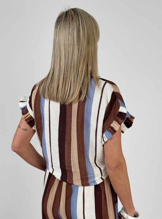 Camisa de rayas Begur marrón-beige