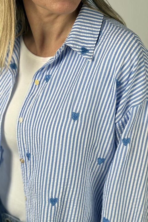 Camisa de rayas celeste-blanco