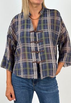Camisa Kimono Cuadros Azul
