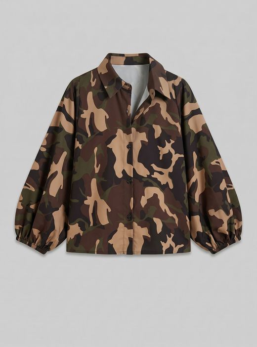 Camisa Oversize Camuflaje Kaki Marrón