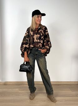 Camisa Oversize Camuflaje Kaki Marrón