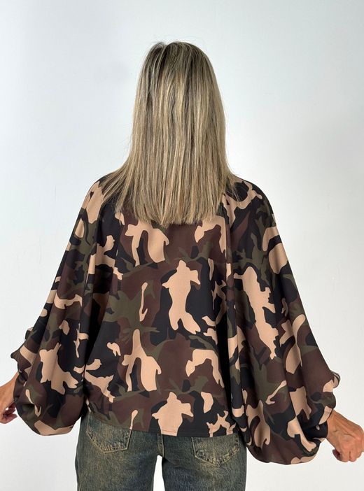 Camisa Oversize Camuflaje Kaki Marrón