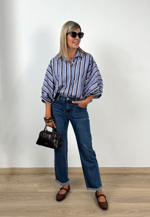 Camisa Oversize Rayas azul