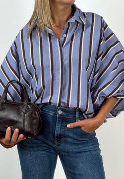 Camisa Oversize Rayas azul
