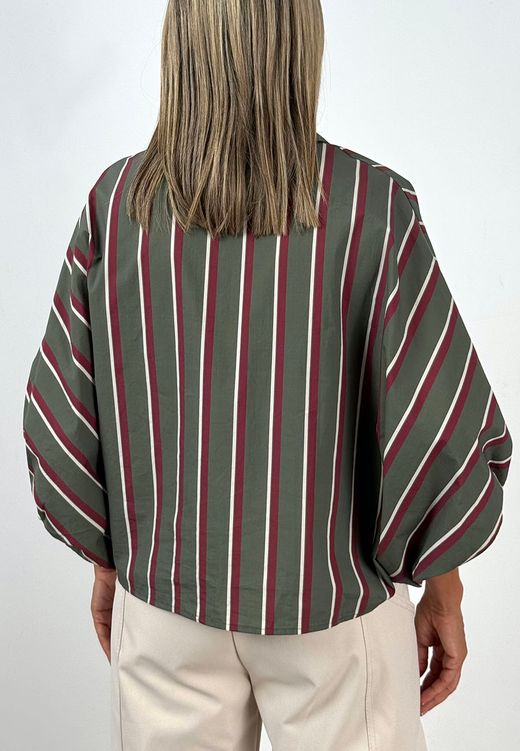 Camisa Oversize Rayas Kaki