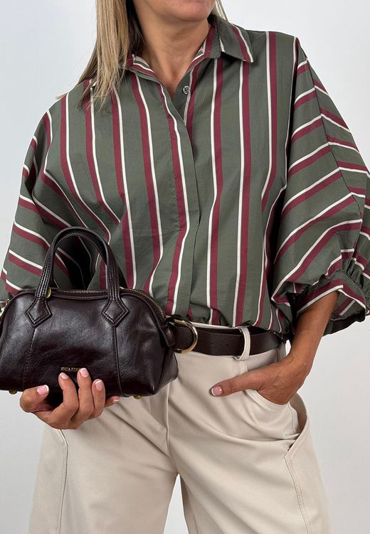 Camisa Oversize Rayas Kaki