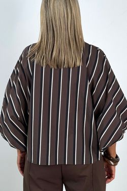 Camisa Oversize Rayas marrón