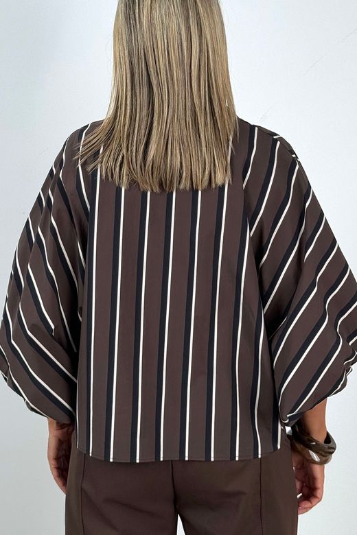 Camisa Oversize Rayas marrón