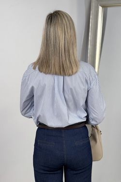 Camisa rayas lazo azul-blanco