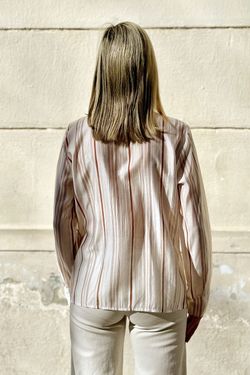 Camisa rayas lazo beige-burdeos