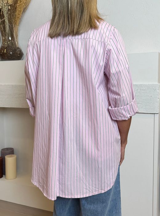 Camisa rayas triples rosa