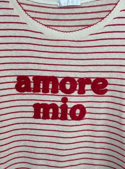 Camiseta Amore mío beige-rojo