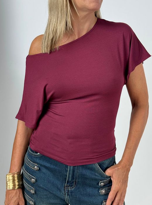 Camiseta Básica Fluida Burdeos