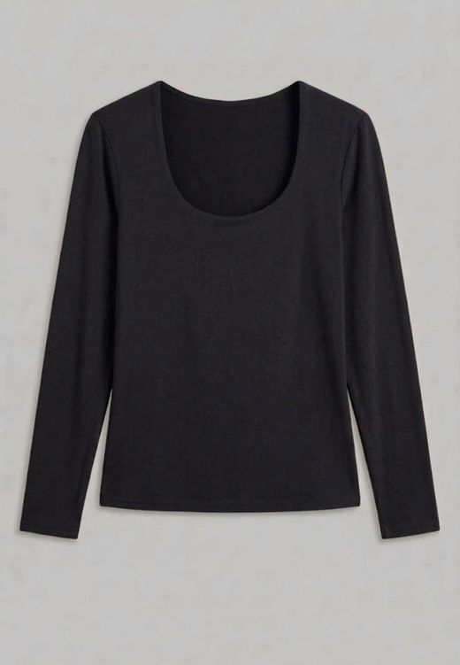 Camiseta básica manga larga Negro