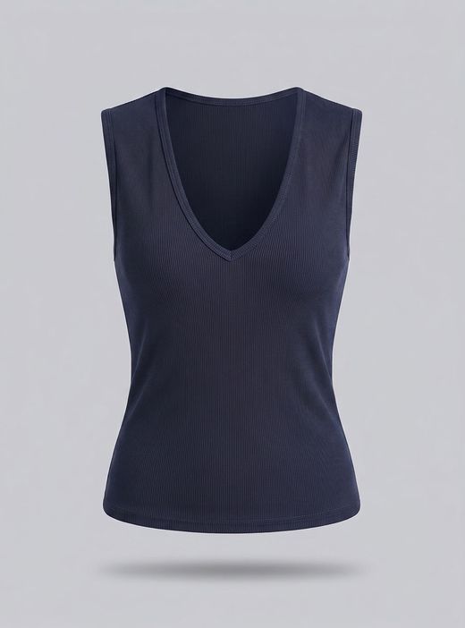 Camiseta básica sin mangas azul marino
