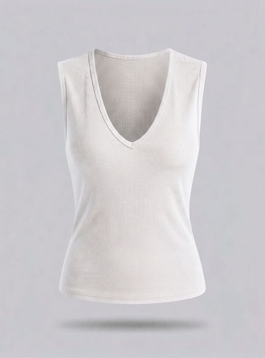 Camiseta básica sin mangas blanca