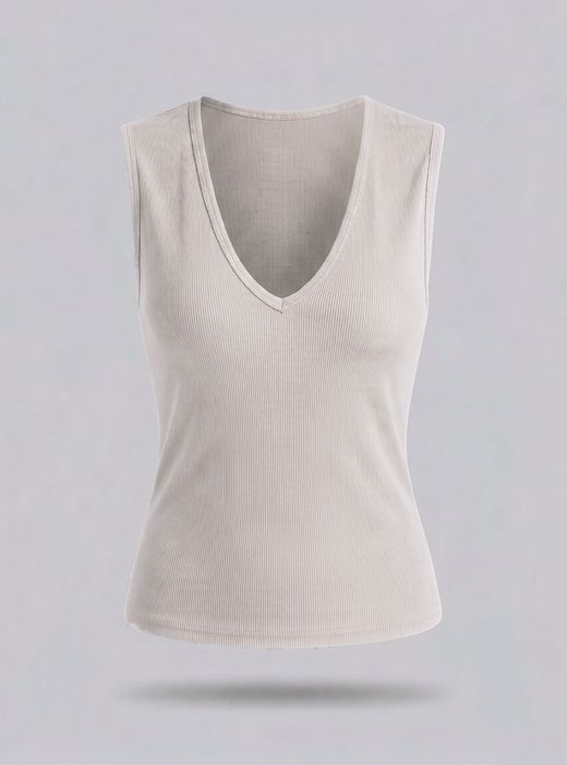 Camiseta básica sin mangas crudo