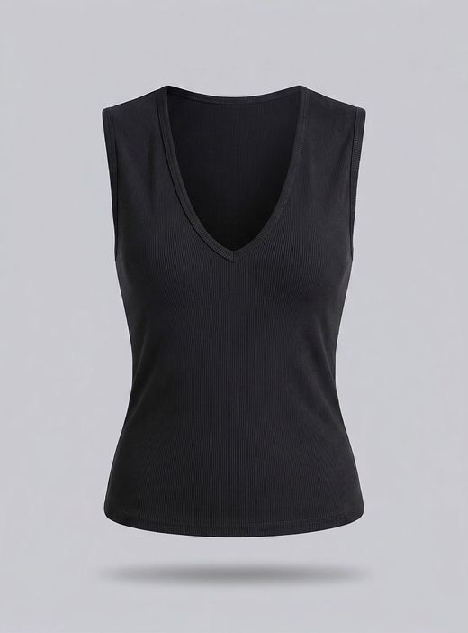 Camiseta básica sin mangas negra