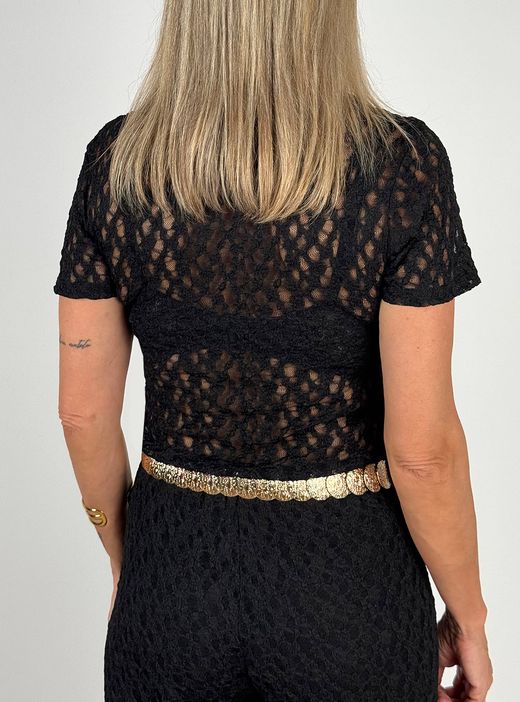 Camiseta de encaje negro