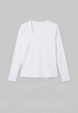 Camiseta manga larga tachuelas blanca
