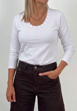 Camiseta manga larga tachuelas blanca