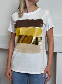 Camiseta pinceladas blanco-amarillo-oro