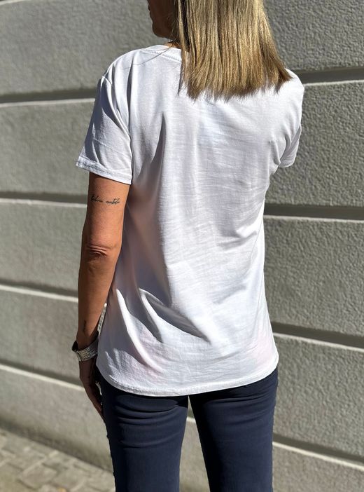 Camiseta pinceladas blanco-celeste