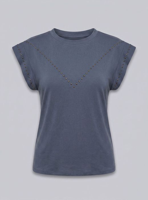 Camiseta tachuelas en V gris
