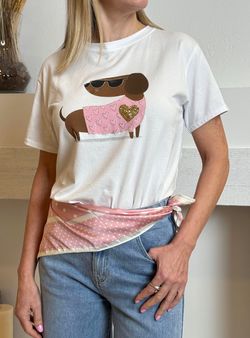 Camiseta Teckel blanco-rosa
