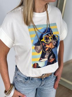 Camiseta Teckel café blanca