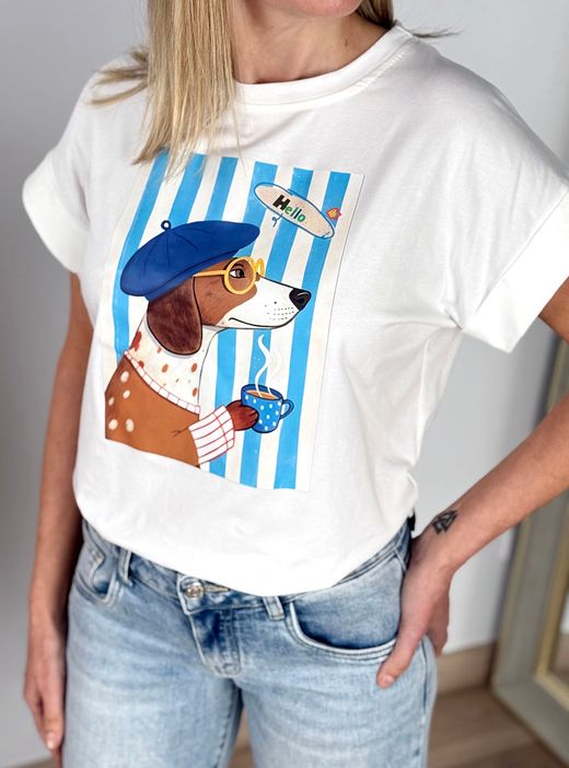 Camiseta Teckel de perfil blanca