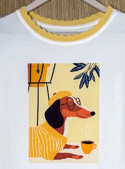 Camiseta Teckel chic blanco-amarillo