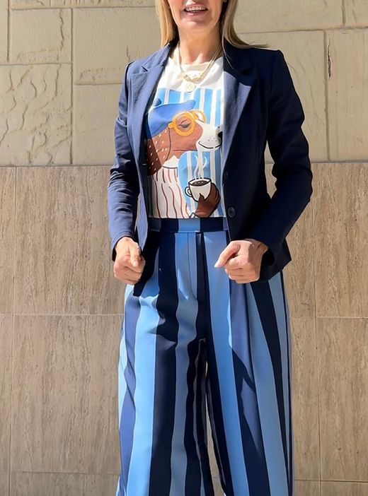 Camiseta Teckel rayas blanco-azul