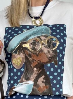 Camiseta Teckel topos blanco-marino