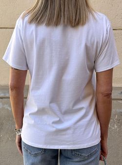 Camiseta Teckel blanco-celeste