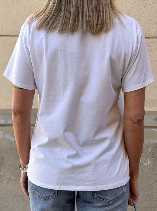 Camiseta Teckel blanco-celeste