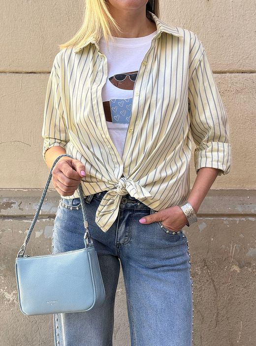 Camiseta Teckel blanco-celeste